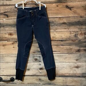 Navy Kids Jeggings with Black Cuffs